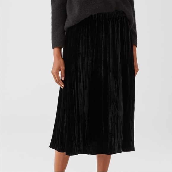 Eileen Fisher Velvet A Line Skirt Black Size Medium Petite NEW - Picture 1 of 13